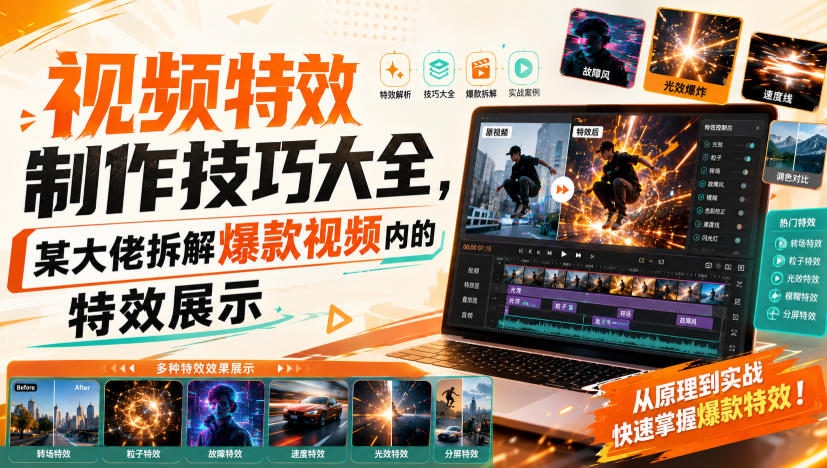 视频特效制作技巧大全，某大佬拆解爆款视频内的特效展示-资源宝库