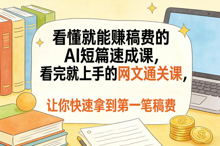 看懂就能賺稿费的AI短篇速成课，看完就上手的网文通关课，让你快速拿到第一笔稿费(更新8月)-资源宝库