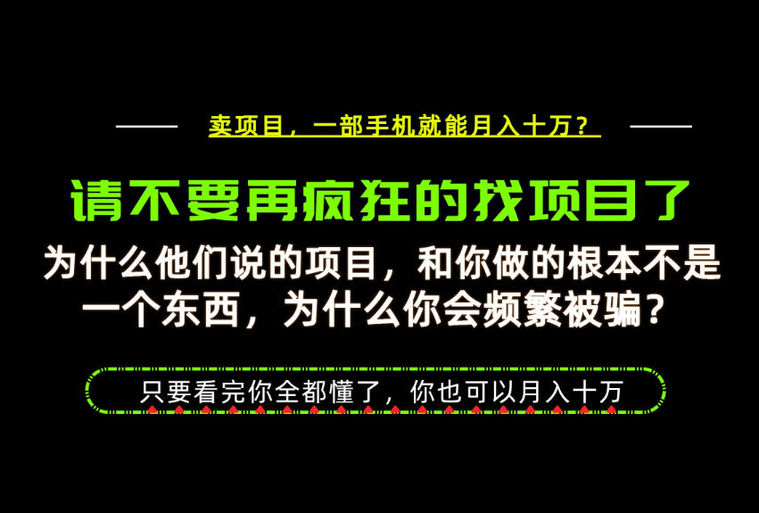 为什么做项目的人大多都是炮灰？为什么只有卖项目才能稳？看完你也可以月入10W+【揭秘】-资源宝库