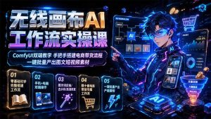 无线画布AI工作流实操课|ComfyUI双端教学,手把手搭建电商带货流程,一键批量产出图文短视频素材-资源宝库