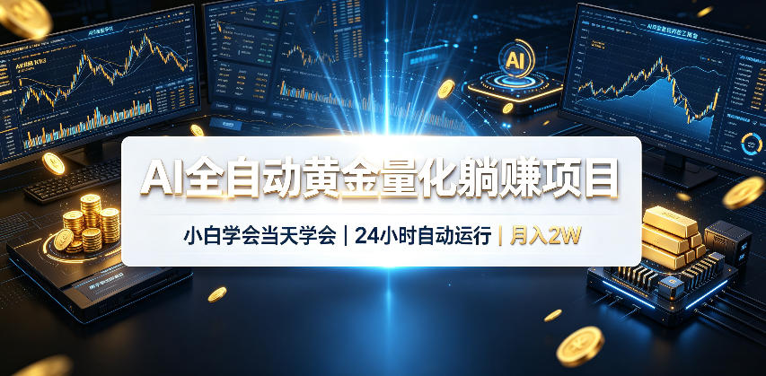AI全自动黄金量化躺賺项目，24小时自动运行，月入2W！-资源宝库