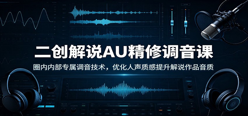 二创解说AU精修调音课：圈内内部专属调音技术，优化人声质感提升解说作品音质-资源宝库