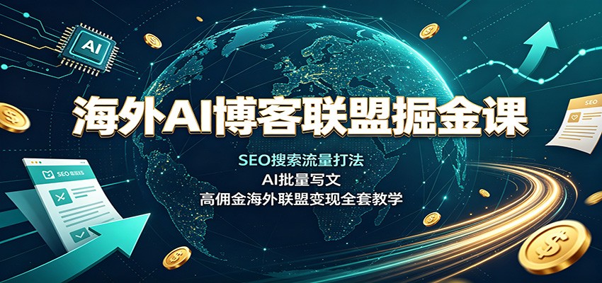 海外AI博客联盟掘金课：SEO搜索流量打法，AI批量写文，高佣金海外联盟变现全套教学-资源宝库