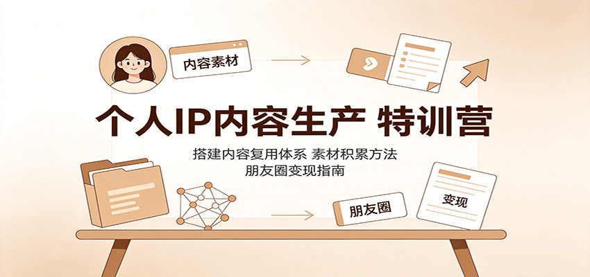 个人IP内容生产特训营：搭建内容复用体系，素材积累方法，朋友圈变现指南-资源宝库