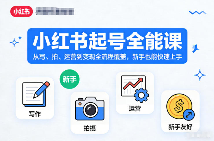 小红书起号全能课，从写、拍、运营到变现全流程覆盖，新手也能快速上手(更新)-资源宝库