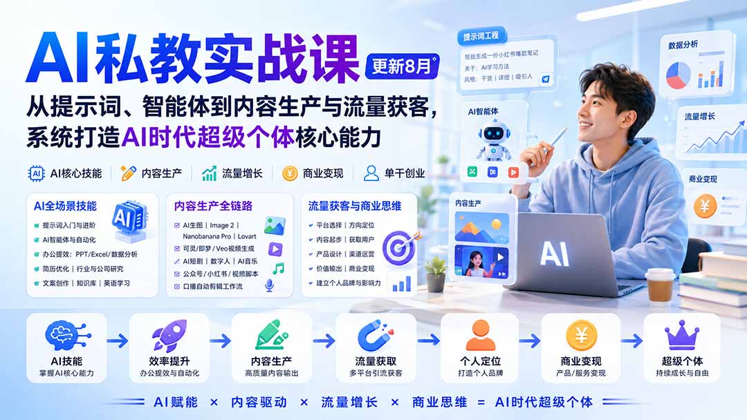 AI私教实战课-更新8月：从提示词、智能体到内容生产与流量获客，系统打造AI时代超级个体核心能力-资源宝库