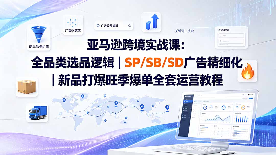亚马逊跨境实战课-更新8月：全品类选品逻辑｜SP/SB/SD广告精细化｜新品打爆旺季爆单全套运营教程-资源宝库