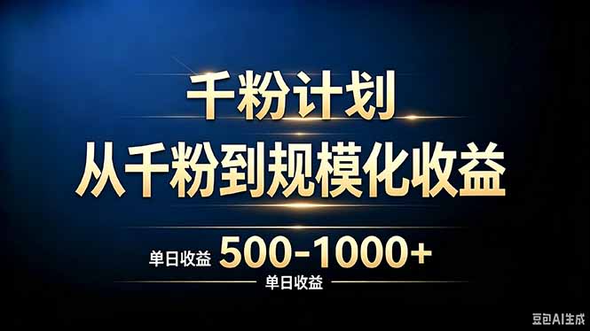 抖音千粉账号计划，从千粉到规模化收益 500-1000+单日收益-资源宝库