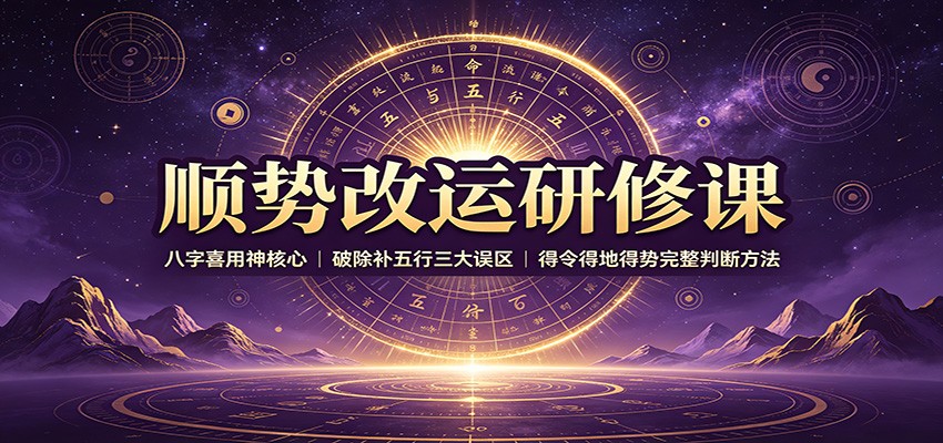 顺势改运研修课：八字喜用神核心，破除补五行三大误区，得令得地得势完整判断方法-资源宝库