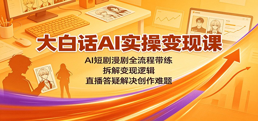 大白话AI实操变现课：AI短剧漫剧全流程带练，拆解变现逻辑，直播答疑解决创作难题-资源宝库