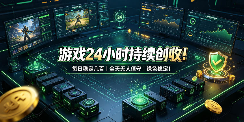 游戏24小时持续创收！每日稳定几百，全天无人值守，绿色稳定！【揭秘】-资源宝库
