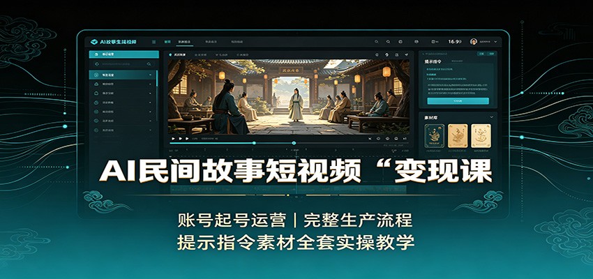 AI民间故事短视频变现课：账号起号运营，完整生产流程，提示指令素材全套实操教学-资源宝库