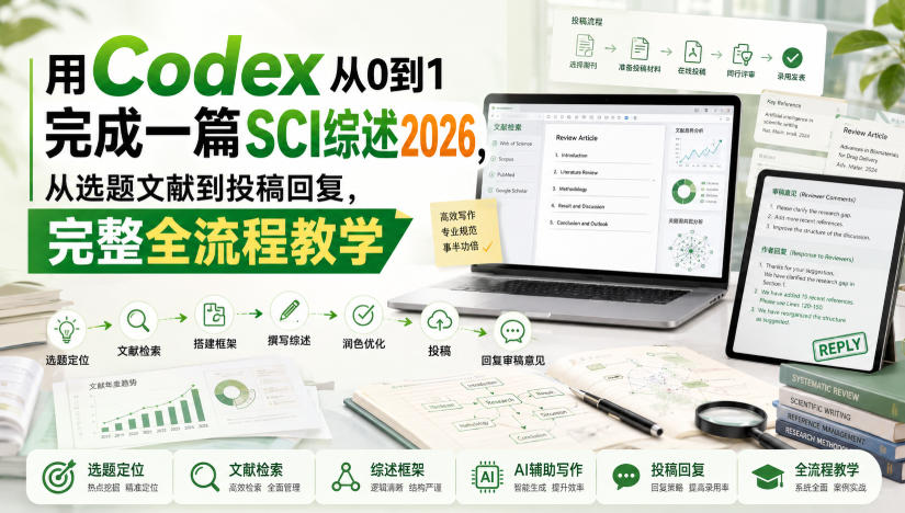 用Codex从0到1完成一篇SCI综述2026，从选题文献到投稿回复，完整全流程教学-资源宝库