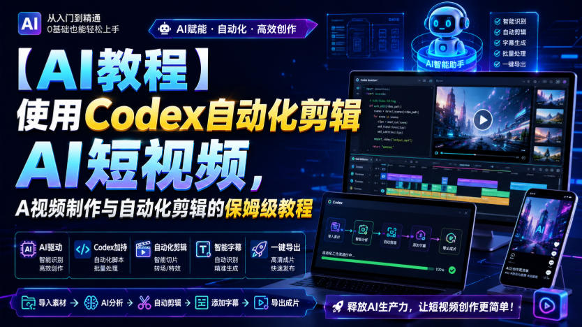 【AI教程】使用Codex自动化剪辑AI短视频，AI视频制作与自动化剪辑的保姆级教程-资源宝库