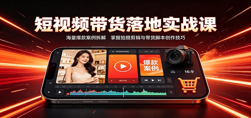 短视频带货落地实战课：海量爆款案例拆解，掌握拍摄剪辑与带货脚本创作技巧-资源宝库