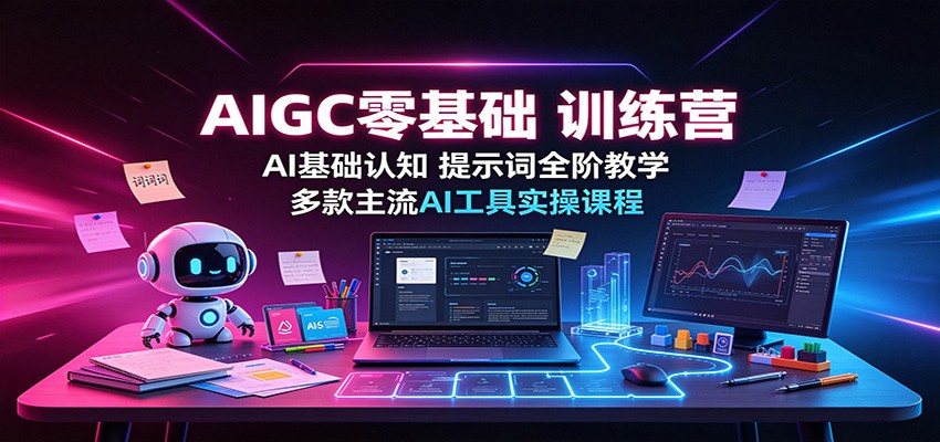 AIGC零基础训练营：AI基础认知，提示词全阶教学，多款主流AI工具实操课程-资源宝库