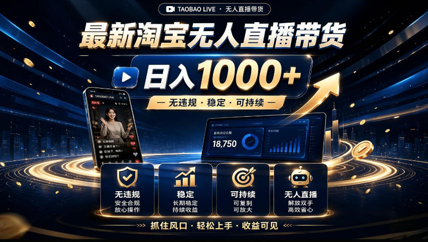 2026淘宝无人直播15.0，独家新技术，不用露脸、不用熬夜，自动直播自动出单，25小时卖17W【揭秘】-资源宝库