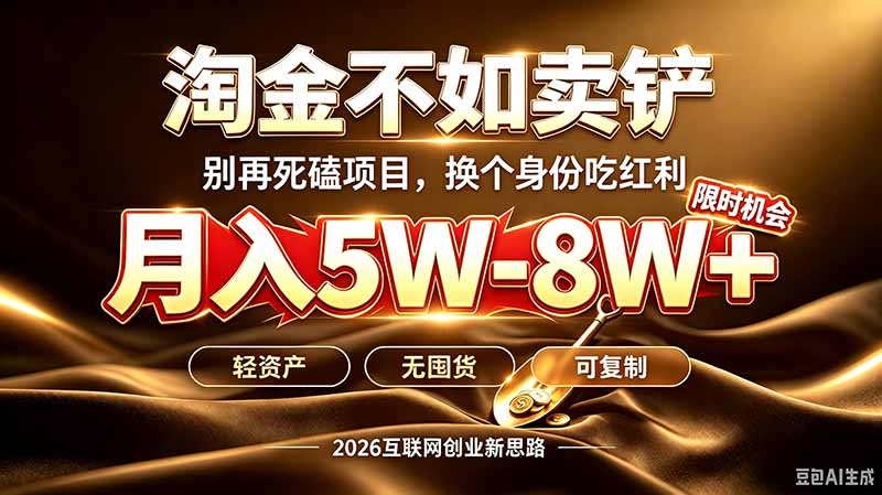 别再傻乎乎埋头跑项目！互联网真正赚钱逻辑：做卖铲人，拒绝当韭菜，逆风翻盘月入5-8W+-资源宝库