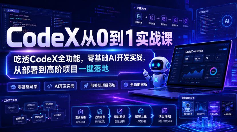 CodeX从0到1实战课,吃透CodeX全功能,零基础AI开发实战,从部署到高阶项目一键落地-资源宝库