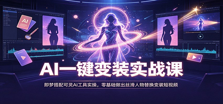 AI一键变装实战课：即梦搭配可灵AI工具实操，零基础做出丝滑人物替换变装短视频-资源宝库