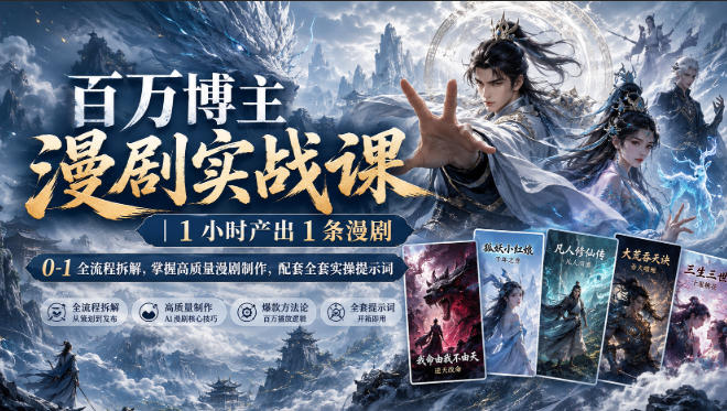百万博主漫剧实战课｜1小时产出1条漫剧，0‑1全流程拆解，掌握高质量漫剧制作，配套全套实操提示词-资源宝库