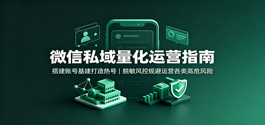 微信私域量化运营指南:搭建账号基建打造热号,脱敏风控规避运营各类高危风险-资源宝库