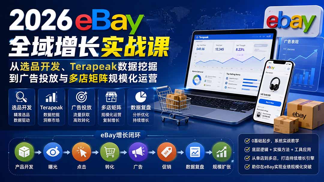 2026-Vincent eBay全域增长实战课-无水印：从选品开发、Terapeak数据挖掘到广告投放与多店矩阵规模化运营-资源宝库