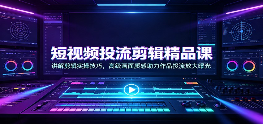 短视频投流剪辑精品课：讲解剪辑实操技巧，高级画面质感助力作品投流放大曝光-资源宝库