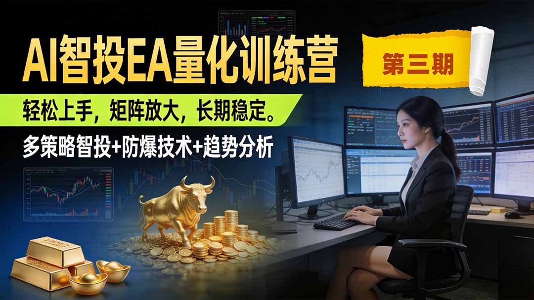 AI智投EA量化训练营第三期，多策略智投+防爆技术+趋势分析 ，小白轻松上手，矩阵放大，长期稳定，日入500U。-资源宝库