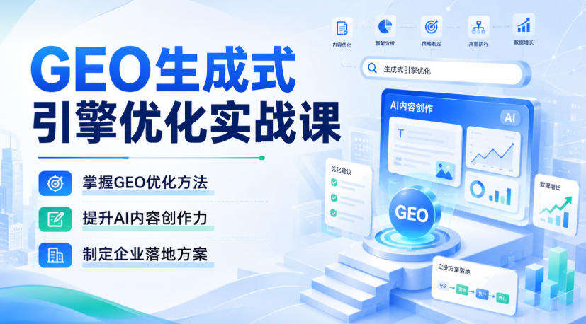 GEO生成式引擎优化实战课，掌握GEO优化方法，提升AI内容创作力，制定企业落地方案-资源宝库