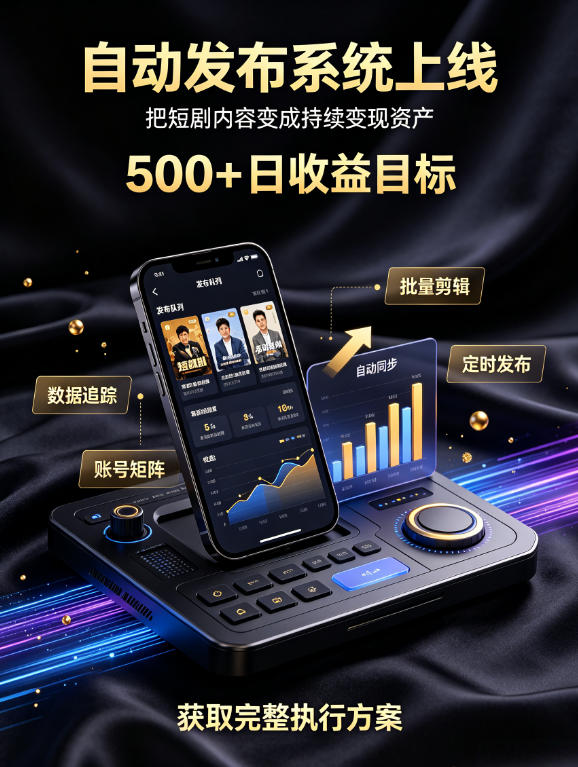还在找靠谱线上副业?快手短剧项目,全程自动发布内容,不用熬夜做视频,轻松日入500+【揭秘】-资源宝库