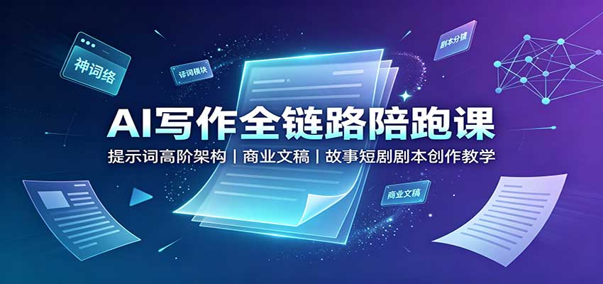 AI写作全链路陪跑课：提示词高阶架构，商业文稿，故事短剧剧本创作教学-资源宝库