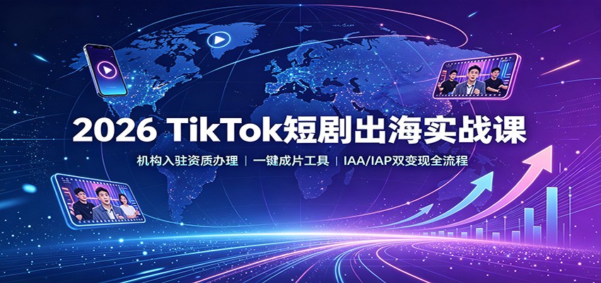 2026 TikTok短剧出海实战课：机构入驻资质办理，一键成片工具，IAA/IAP双变现全流程-资源宝库