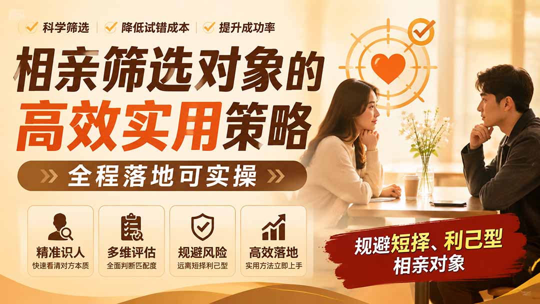 付费文章：相亲筛选对象的高效实用策略，全程落地可实操，规避短择、利己型相亲对象-资源宝库