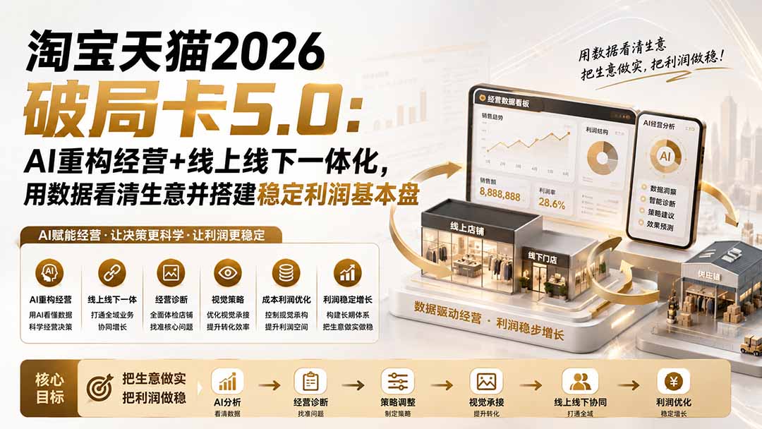 淘宝天猫2026破局卡5.0：AI重构经营+线上线下一体化，用数据看清生意并搭建稳定利润基本盘-资源宝库
