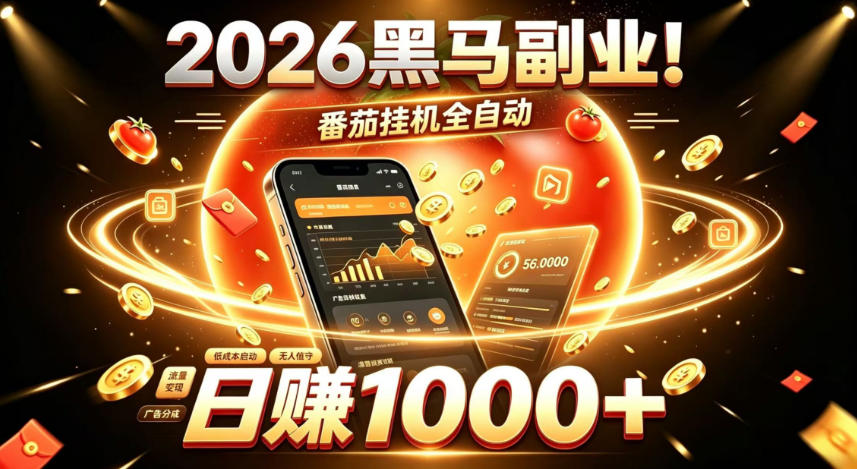 2026黑马副业！番茄挂G全自动日入1000+，操作最简单、门槛最低的线上轻资产项目【揭秘】-资源宝库