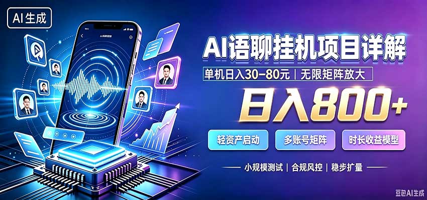 AI语聊挂机,日入800+,适用个人副业,工作室矩阵操作-资源宝库