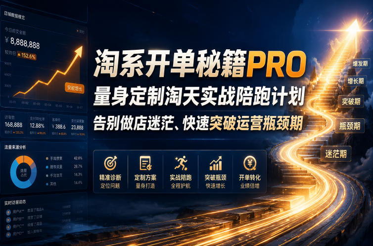 淘系开单秘籍PRO，量身定制淘天实战陪跑计划，告别做店迷茫、快速突破运营瓶颈期(更新260906)-资源宝库