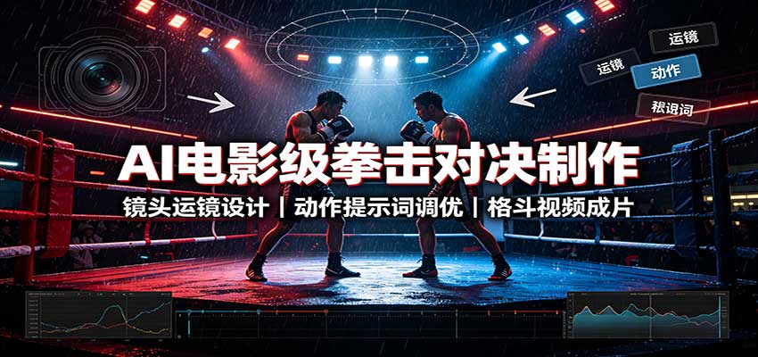 AI电影级拳击对决制作:镜头运镜设计,动作提示词调优,格斗视频成片-资源宝库