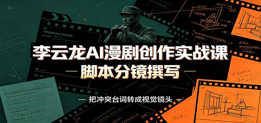 李云龙AI漫剧创作实战课:角色人设还原,脚本分镜撰写,AI漫剧成片完整制作教学-资源宝库