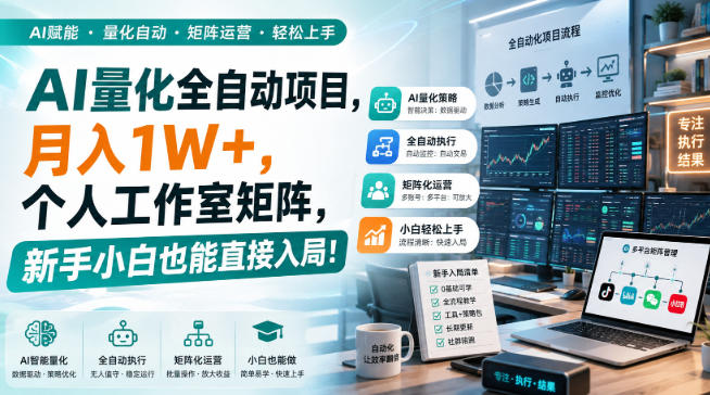 AI量化全自动项目,月入1W+,个人工作室矩阵,新手小白也能直接入局!【揭秘】-资源宝库