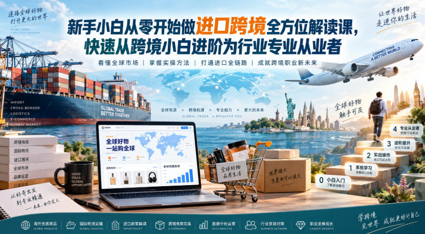 新手小白从零开始做进口跨境全方位解读课，快速从跨境小白进阶为行业专业从业者-资源宝库