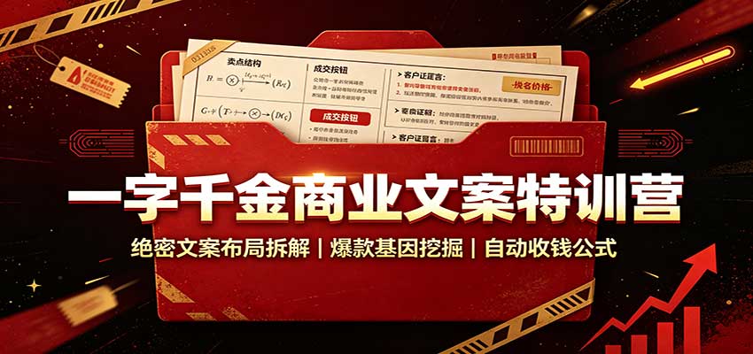 一字千金商业文案特训营:绝密文案布局拆解,爆款基因挖掘,自动收钱公式-资源宝库