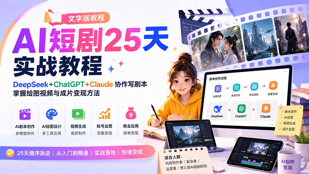 AI短剧25天实战教程(文字版教程-资源宝库