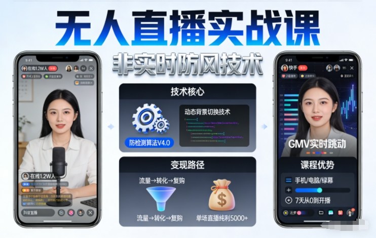 宝子哥无人直播实战课，非实时防风技术，聚焦抖音快手等平台直播带货，轻松开启直播变现之路(更新260908)-资源宝库