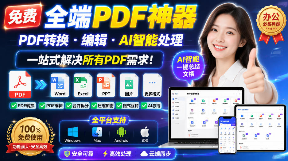 免费全端PDF神器，PDF转换·编辑·AI智能处理，一站式解决所有PDF需求!-资源宝库