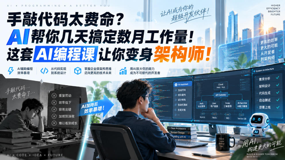 手敲代码太费命？AI帮你几天搞定数月工作量！这套AI编程课让你变身架构师！【原创双语字幕】-资源宝库