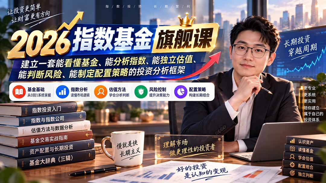 2026指数基金旗舰课｜建立一套能看懂基金、能分析指数、能独立估值、能判断风险、能制定配置策略的投资分析框架-资源宝库