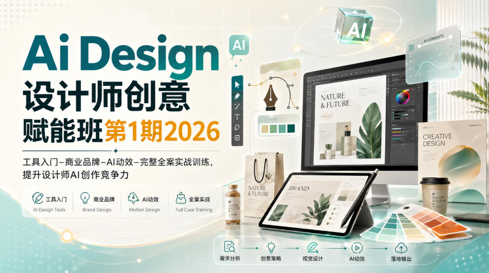 Ai Design设计师创意赋能班第1期2026|工具入门‑商业品牌‑AI动效‑完整全案实战训练,提升设计师AI创作竞争力-资源宝库