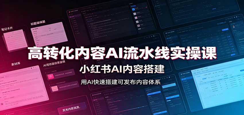 高转化内容AI流水线实操课:小红书AI内容搭建,Skill工具配置,转化内容生产-资源宝库